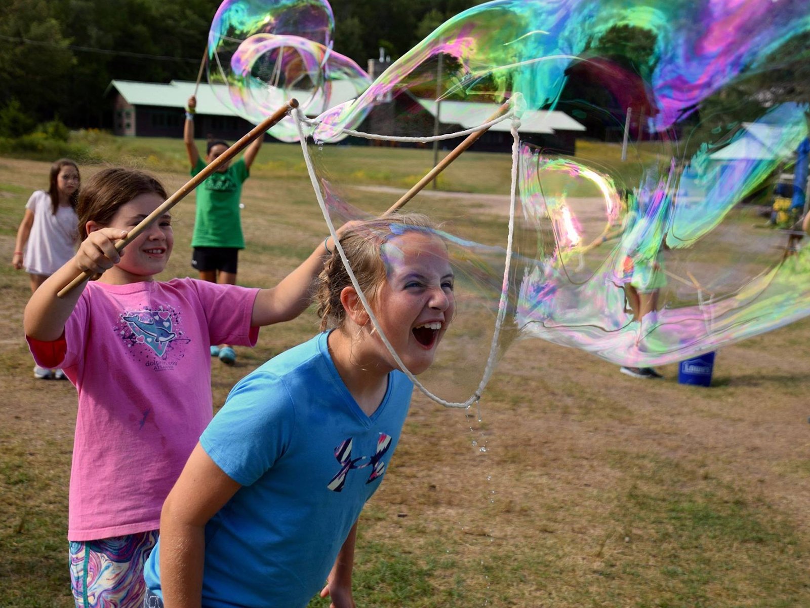 BubbleStix giant bubbles in use outdoors
